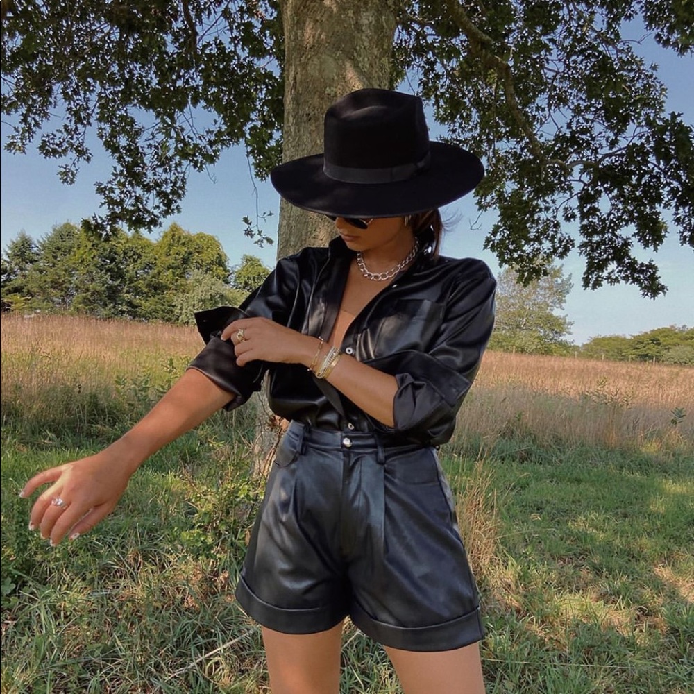 WeWoreWhat Vegan Leather Cuff Shorts